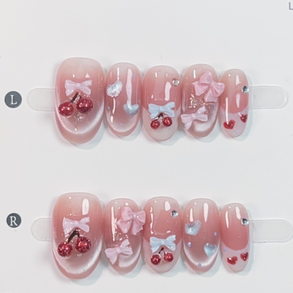 Nail Art Pink - 10 pçs olho de gato artesanal