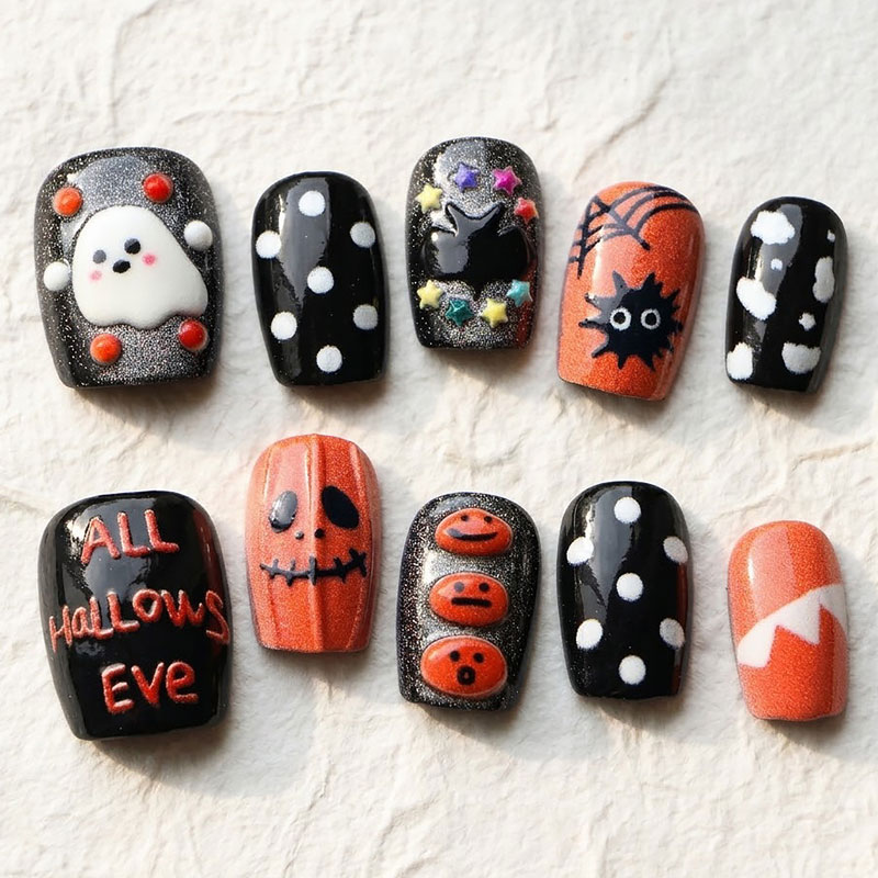 Nail Art Press On - 10 Peças de Unhas Postiças de