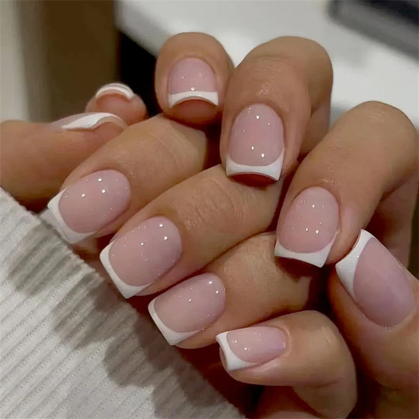 24 pçs/set curto francês minim - Nail Art Pink avaliação e preço