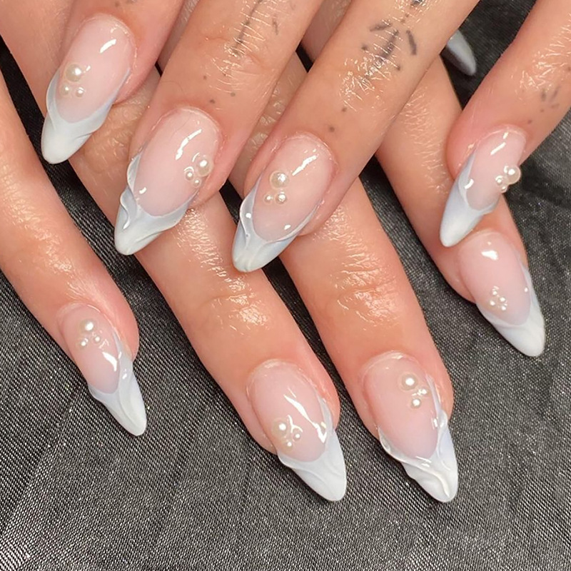 24 pçs simples verde francês u - Nail Art Press On avaliação e preço