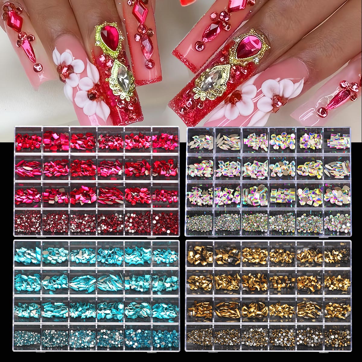 1 Caixa de Kits de Diamantes 3 - Nail Art Valentines Day avaliação e preço